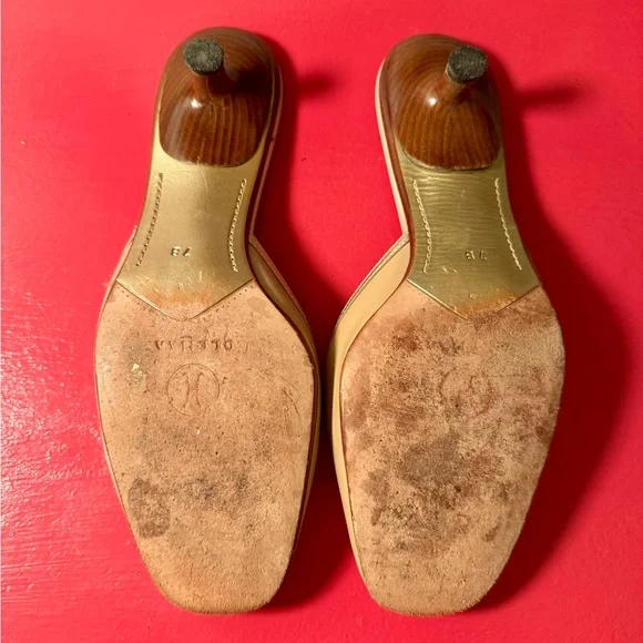 Vintage Cole Haan Beige Leather Fringed Kiltie Kitten Heel Square Toe Shoe - Picture 6 of 6